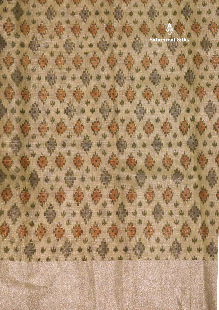 Baby Pink Colour Tissue Kota Cotton Printed Saree With Tissue Border
