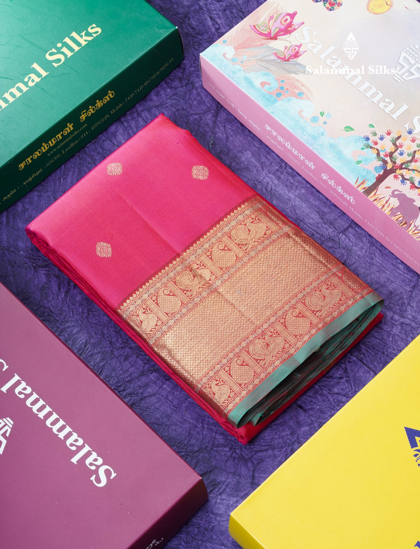 Beautiful Reddish Pink Pure Kanjivaram Silk Saree Pure Zari with Traditional Evening Morning Border