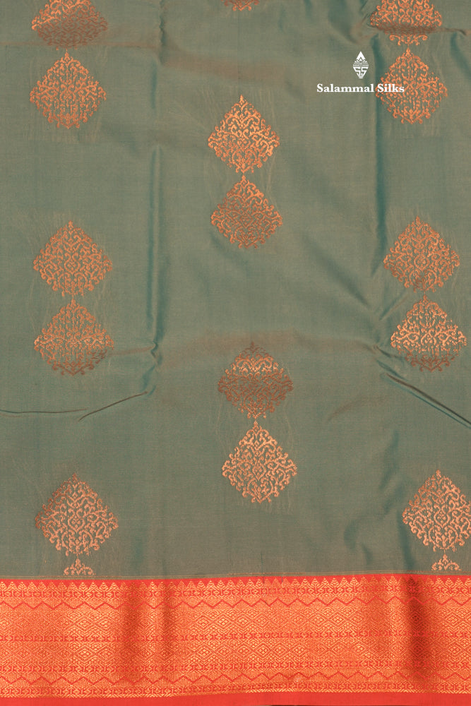 Pastel Blue Colour Semi Silk Saree With Maroon Border