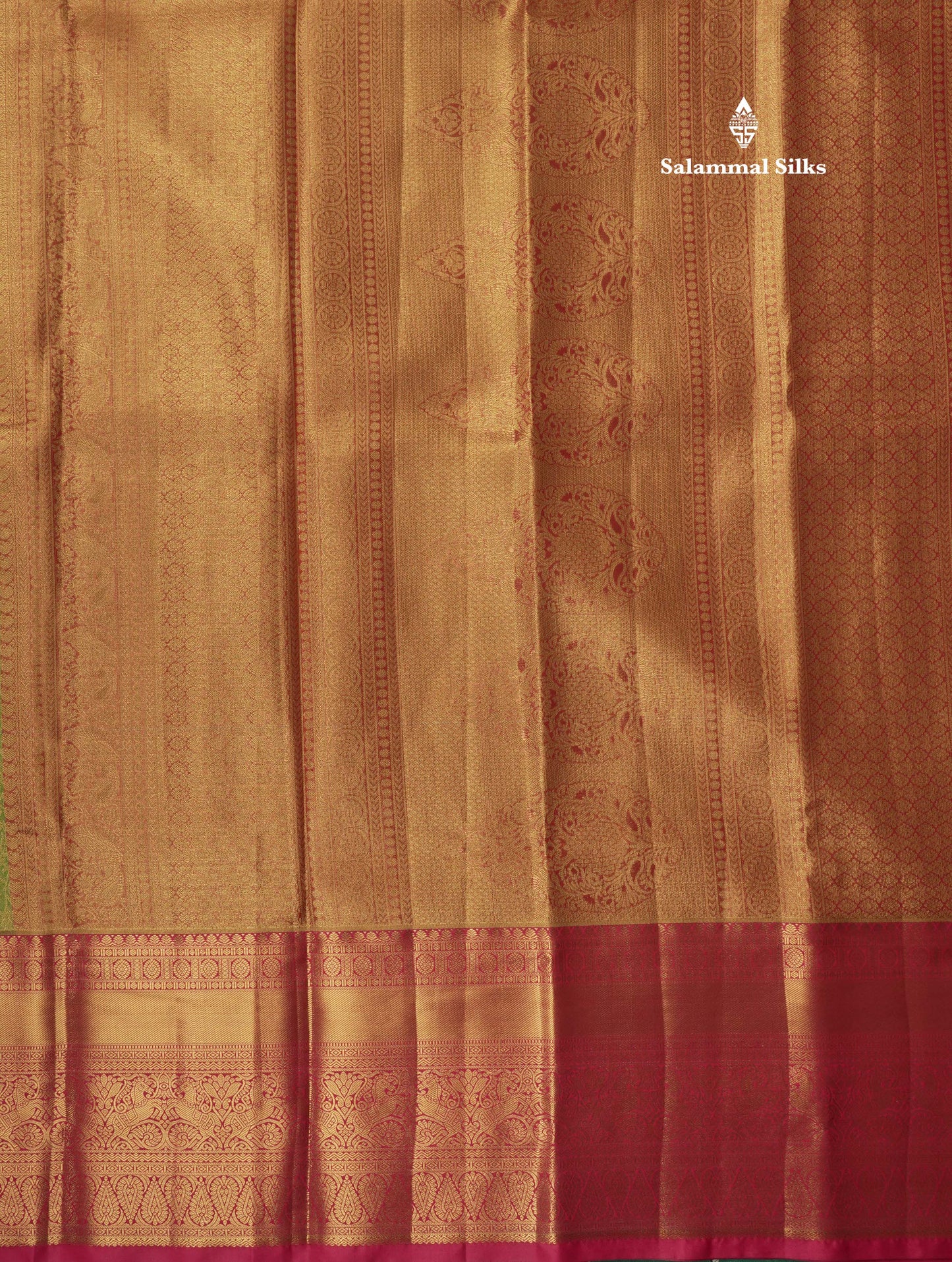 Light Elaichi Green Tissue Bridal Semi Silk Saree With Contrast Pink Border
