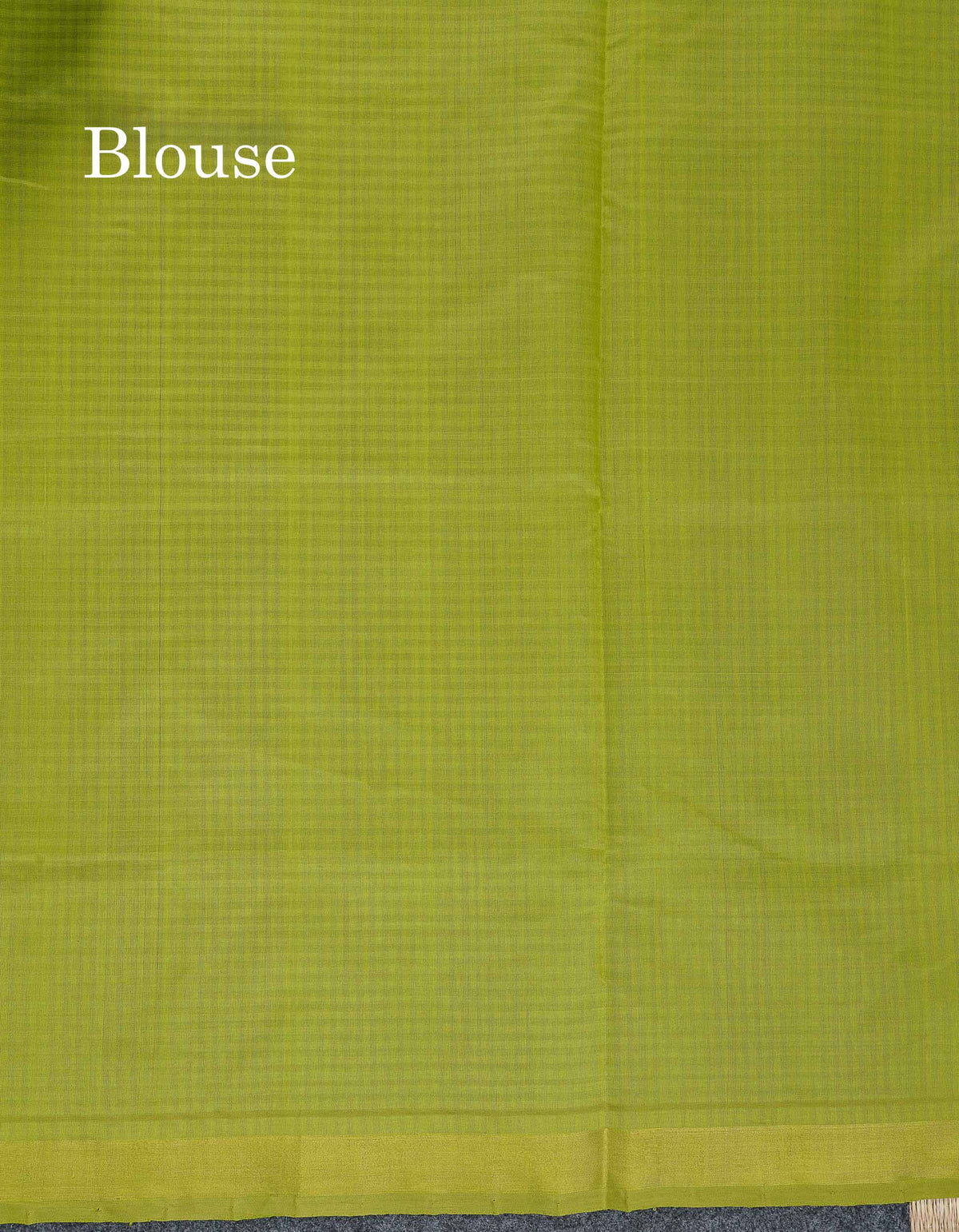 Semi Silk Cotton Saree - Navy Blue & Parrot Green Colour Body With Tiny Checks & Small Ribbon Border
