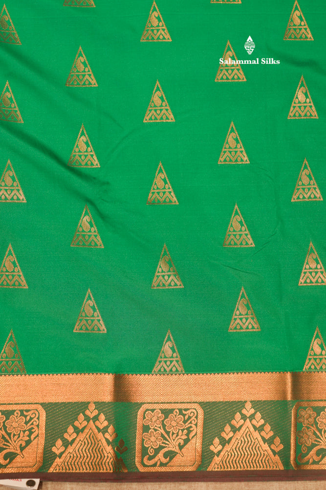 Green Colour Semi Silk Saree With Fancy Border