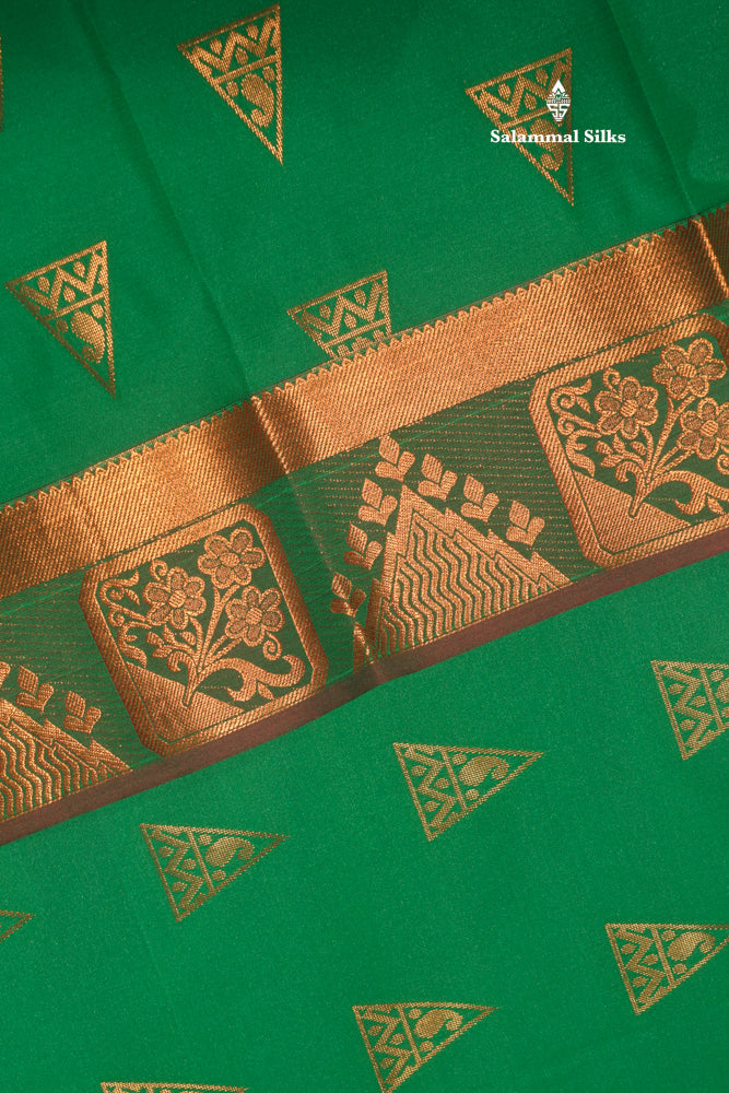 Green Colour Semi Silk Saree With Fancy Border