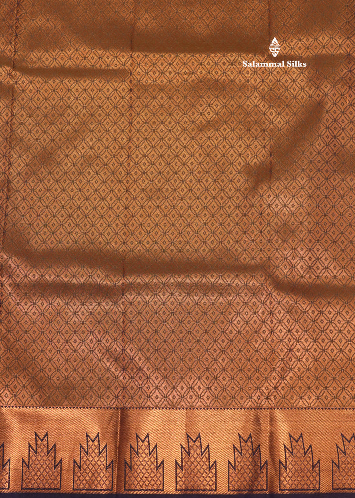 Olive Green Colour Semi Silk Saree With Copper Zari Border
