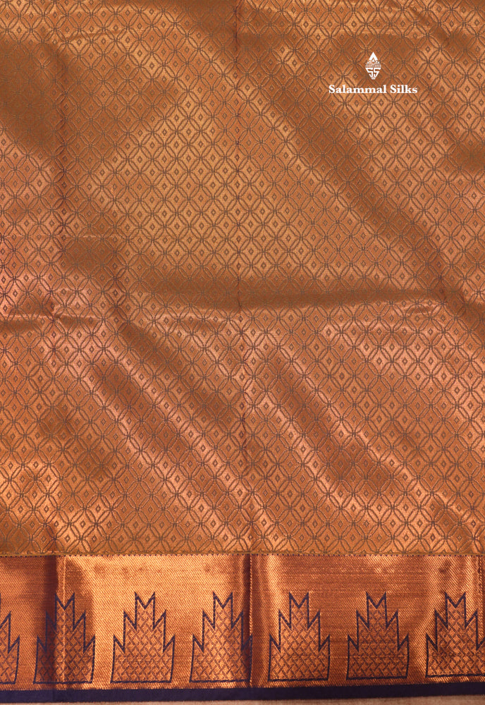 Olive Green Colour Semi Silk Saree With Copper Zari Border