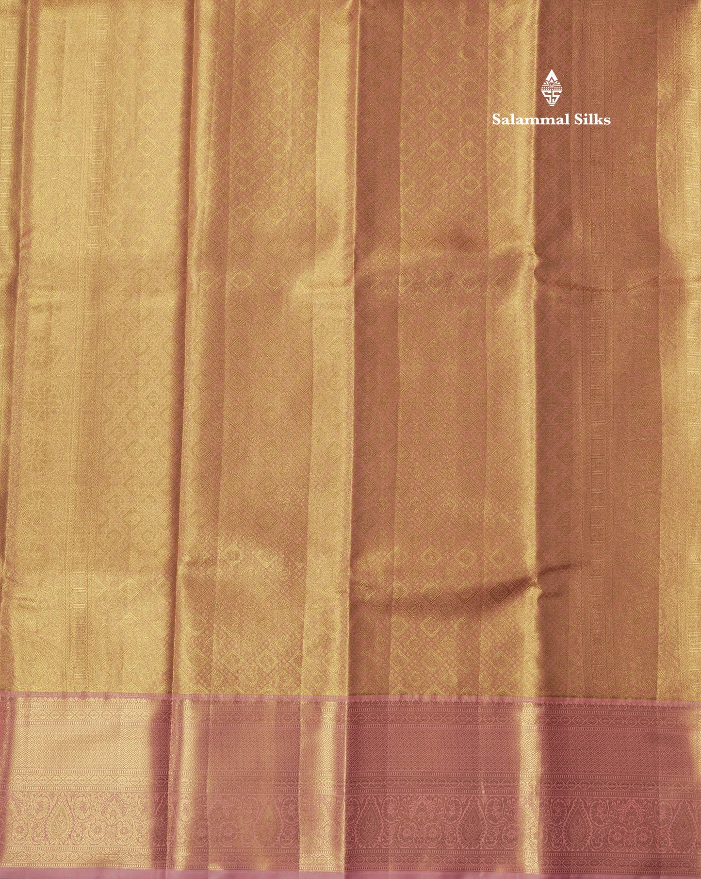 Brown Tissue Bridal Semi Silk Saree With Contrast Baby Pink Border