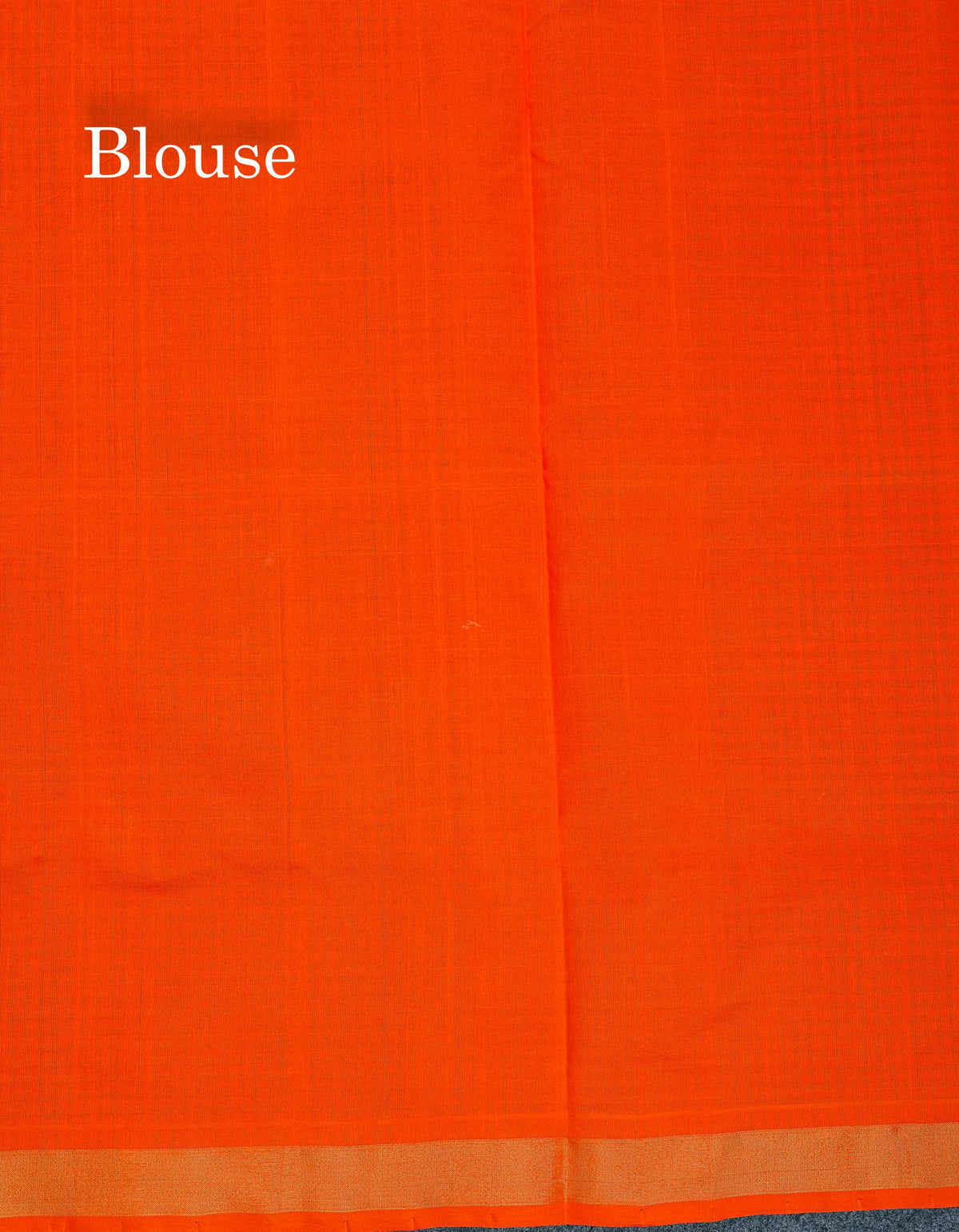 Semi Silk Cotton Saree - Bottle Green & Orange Colour Body With Tiny Checks & Small Ribbon Border