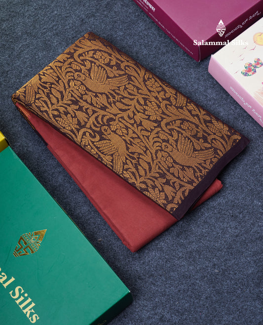 Beautiful Rust Orange Plain Pure Sungudi Cotton Saree With Contrast Brown Long Border