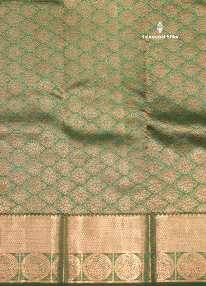 Green Colour Pure Kanjivaram Silk Saree With Gold Zari Border