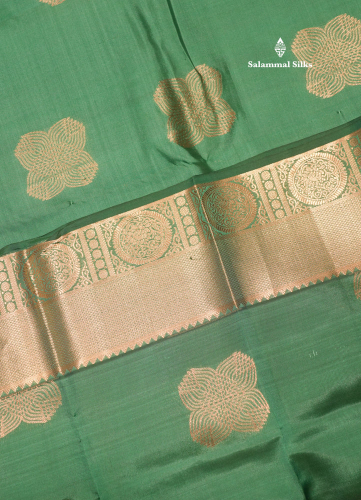 Green Colour Pure Kanjivaram Silk Saree With Gold Zari Border