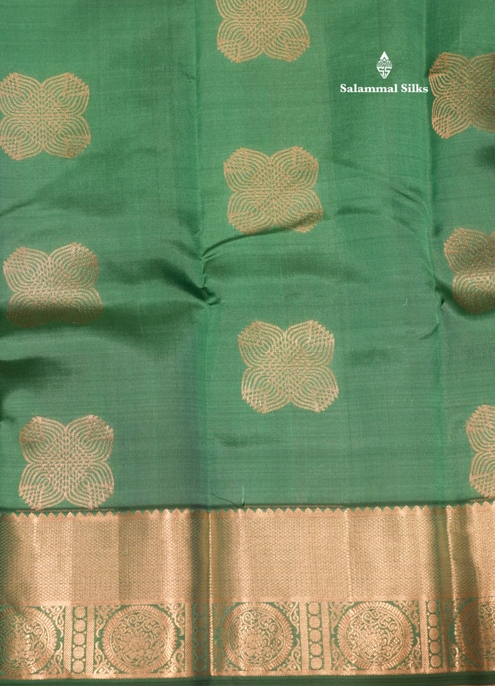 Green Colour Pure Kanjivaram Silk Saree With Gold Zari Border