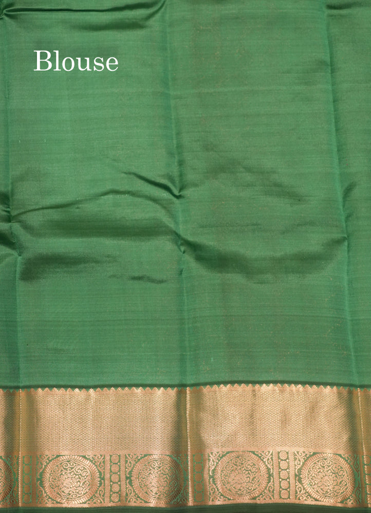 Green Colour Pure Kanjivaram Silk Saree With Gold Zari Border