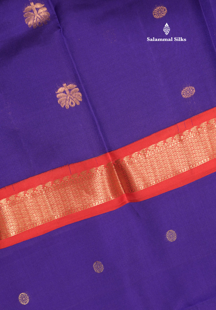 Royal Blue Colour Pure Kanjivaram Silk Saree With Small Red Border