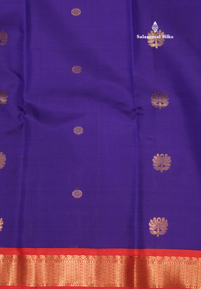 Royal Blue Colour Pure Kanjivaram Silk Saree With Small Red Border