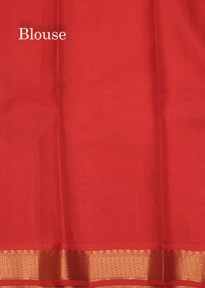 Royal Blue Colour Pure Kanjivaram Silk Saree With Small Red Border