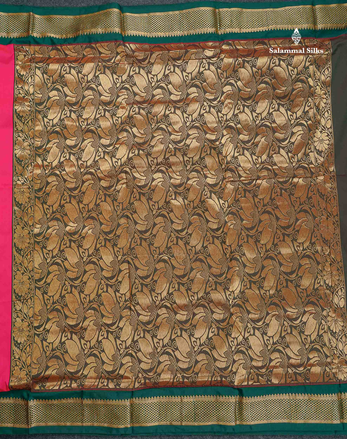 Semi Silk Saree - Maroon Colour Body Zari Butta With Bottle Green Border | 9.5 Yards