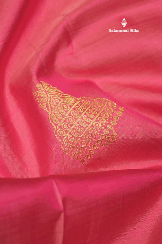 Pink Colour Pure Kanjivaram Silk Saree With Gold Zari Border