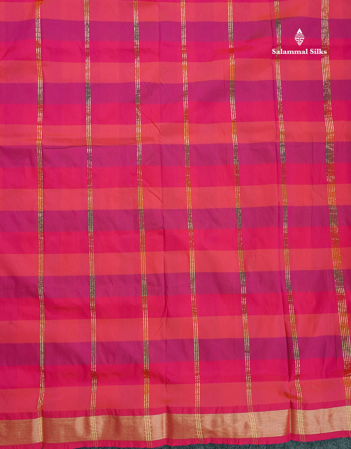 Semi Silk Saree - Paalum Pazham Checks With Tissue Border | 9.5 Yards