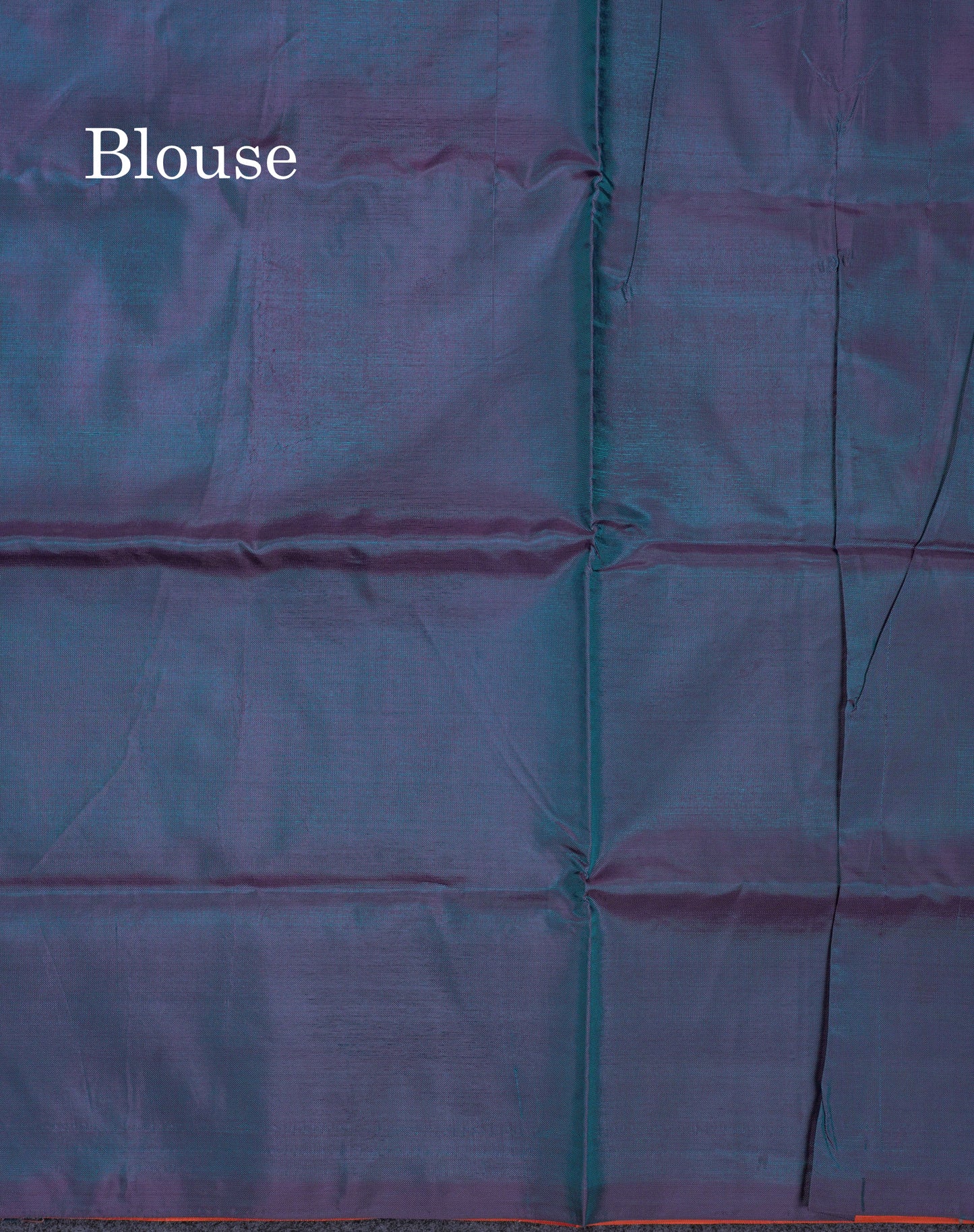 Orange Thread work Buttas Banana Pinth Saree (Vaazhainaar Pattu) With Contrast Dual Tone Peacock Blue Blouse
