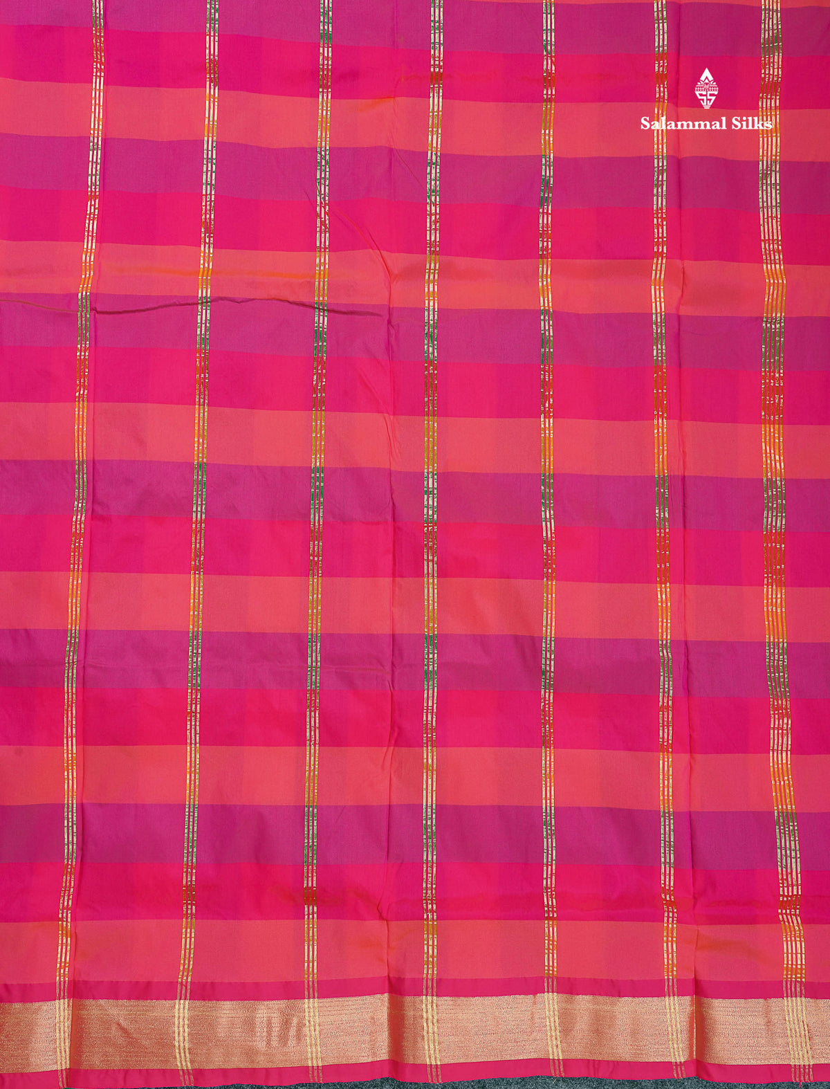 Semi Silk Saree - Paalum Pazham Checks With Tissue Border | 9.5 Yards