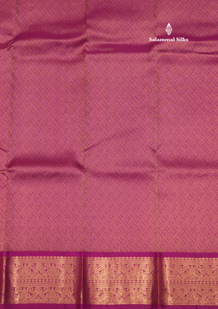Pinkish Orange Colour Pure Kanjivaram Silk Saree With Contrast Magenta Border