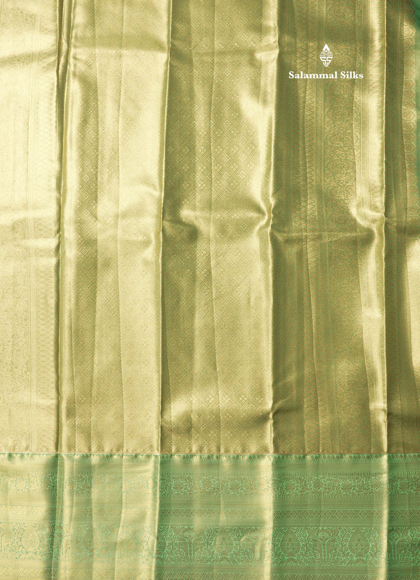 Light Peach Tissue Bridal Semi Silk Saree With Contrast Rexona Green Border