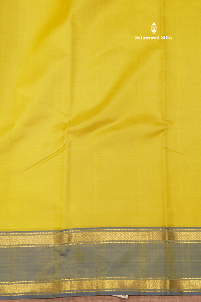 Lemon Yellow Colour Pure Kanjivaram Silk Saree With Contrast Double Border