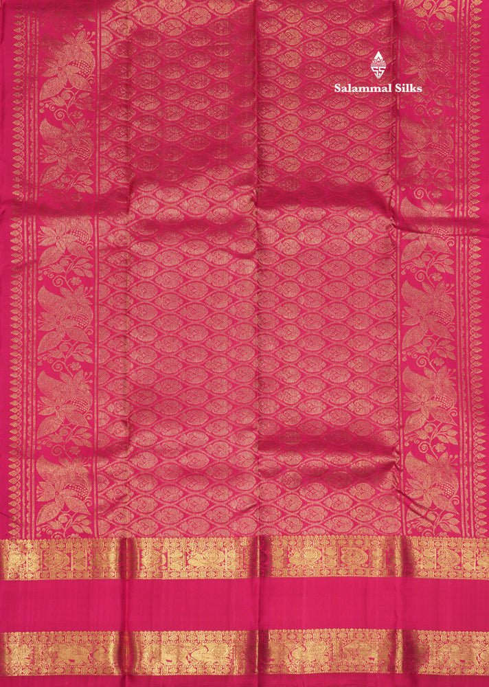 Magenta Colour Pure Kanjivaram Silk Saree With Traditional Gap Border