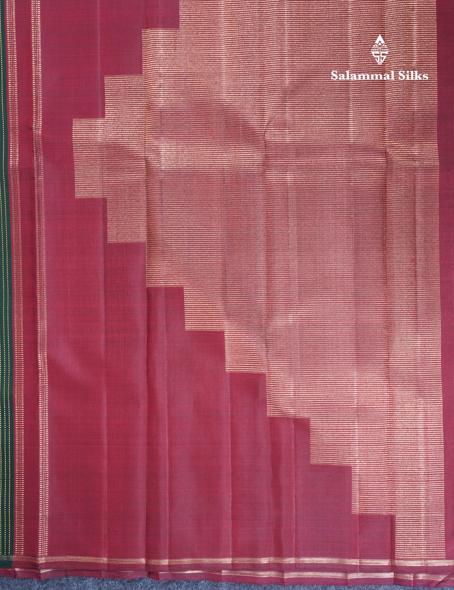 Bottle Green And Wine Zari Lines Beautiful Pure Kanjivaram Silk Saree Pure Zari without Border