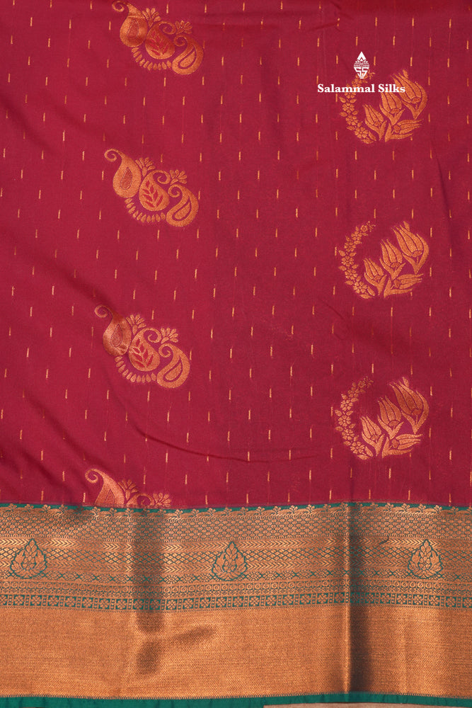 Onion Pink Colour Semi Silk Saree With Sapphire Green Border