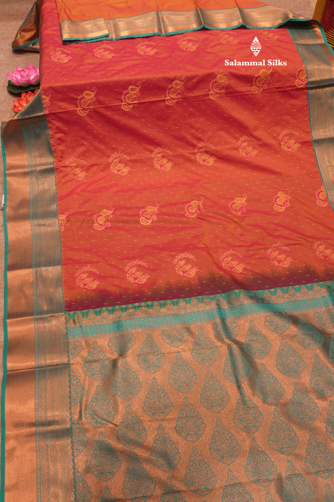 Onion Pink Colour Semi Silk Saree With Sapphire Green Border