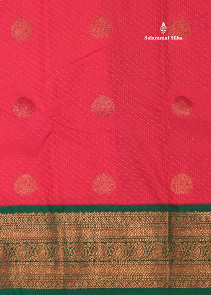 Pink Colour Semi Silk Saree With Green Border