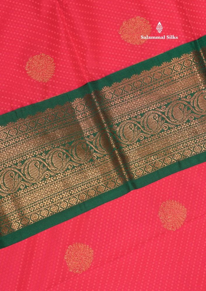 Pink Colour Semi Silk Saree With Green Border