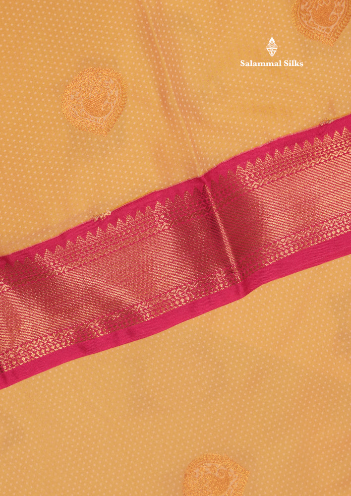 Sandal Colour Semi Silk Saree With Pink Copper Zari Border