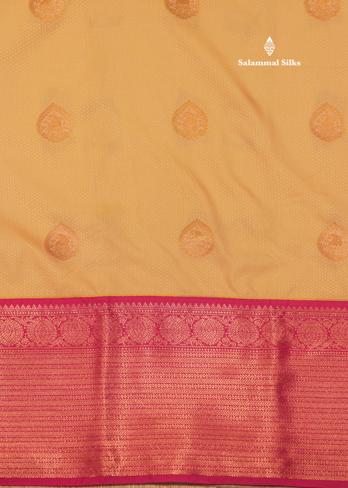 Sandal Colour Semi Silk Saree With Pink Copper Zari Border