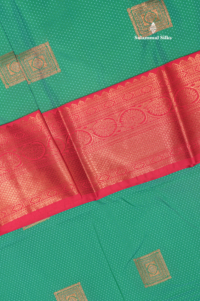 Sapphire Green Colour Semi Silk Saree With Pink Border