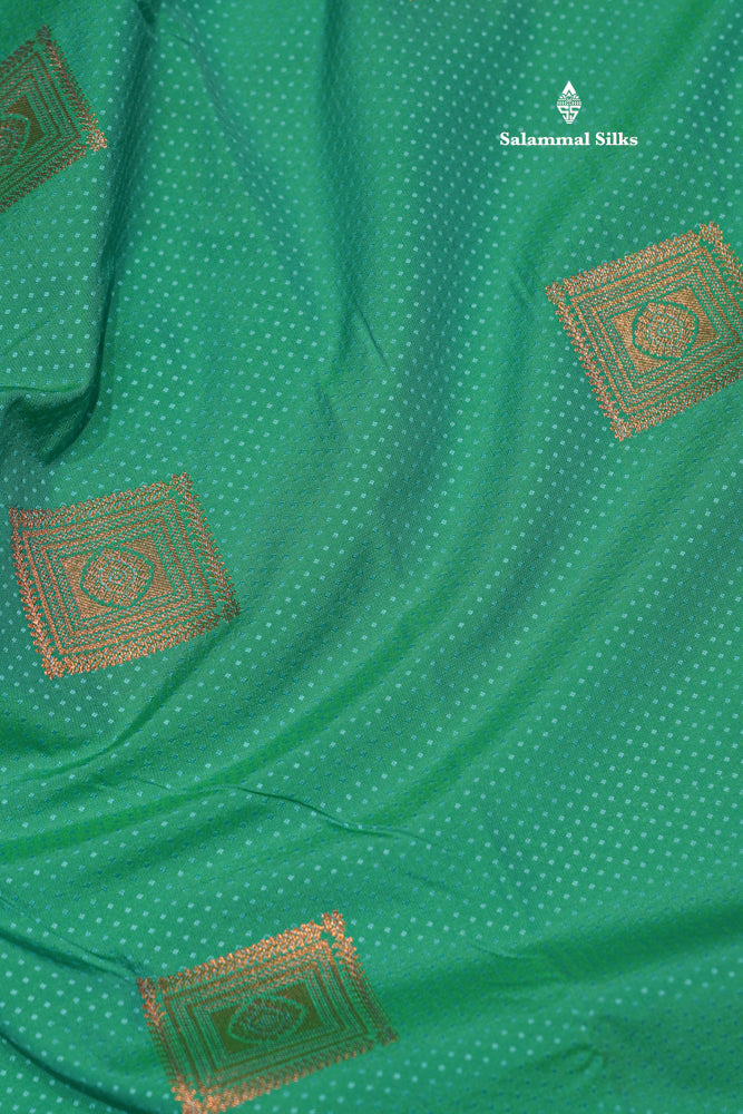 Sapphire Green Colour Semi Silk Saree With Pink Border