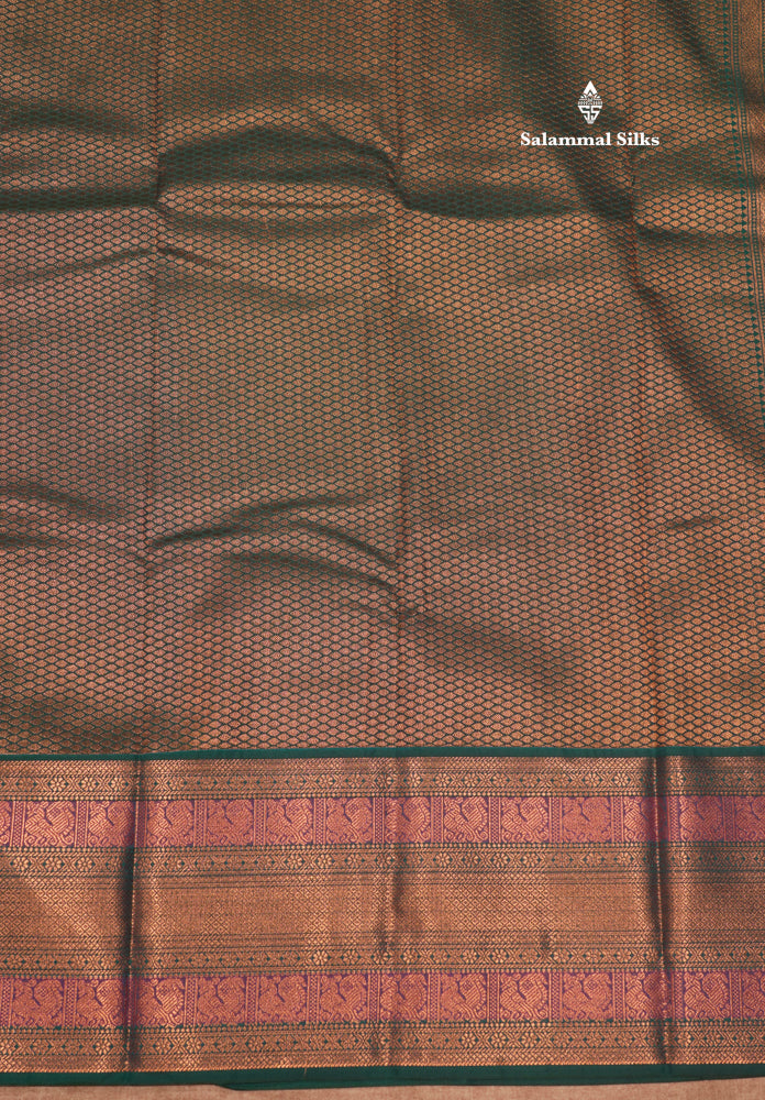 Sandal Colour Semi Silk Saree With Peacock Green Traditional Border