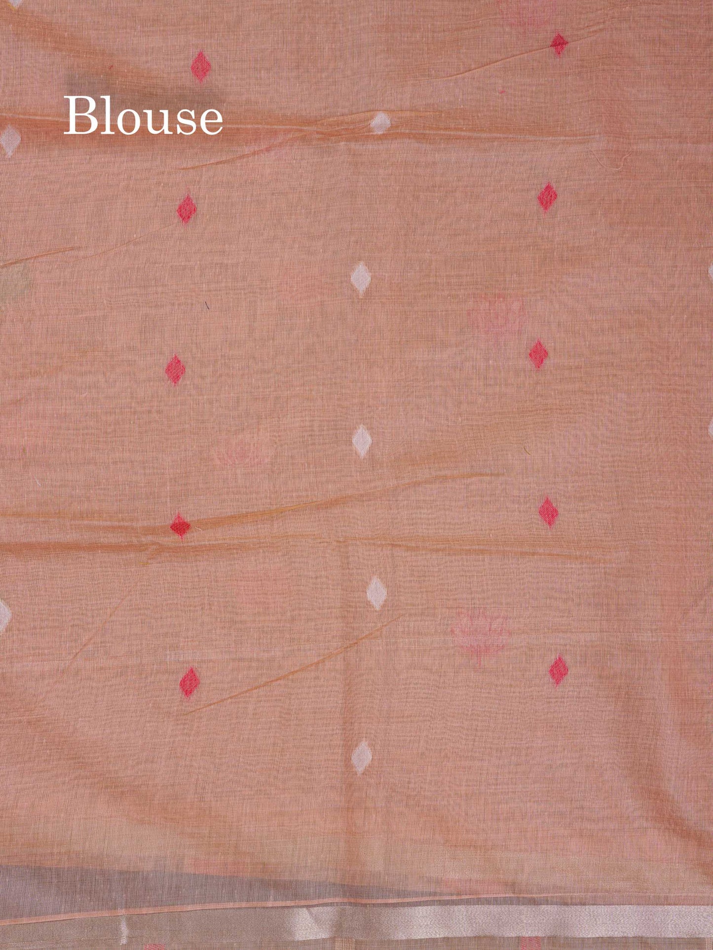 Beautiful Baby Pink Thread Work Buttas Muga Cotton Saree With Small Ribbon Border