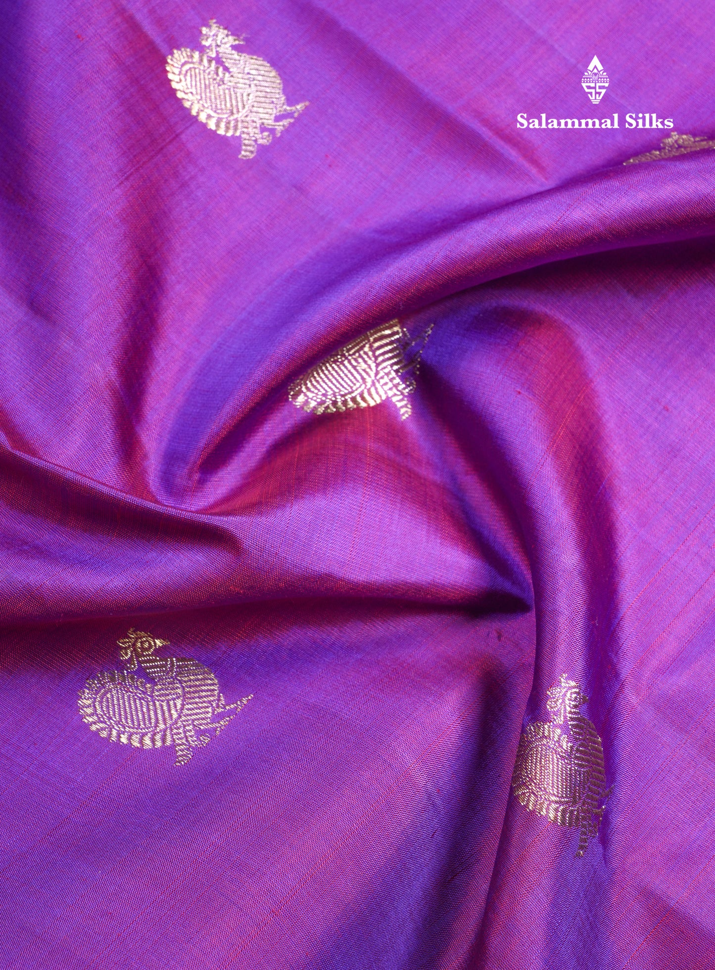 Violet Beautiful Traditional Buttas Pure Kanjivaram Silk Saree Pure Zari with Maroon Border