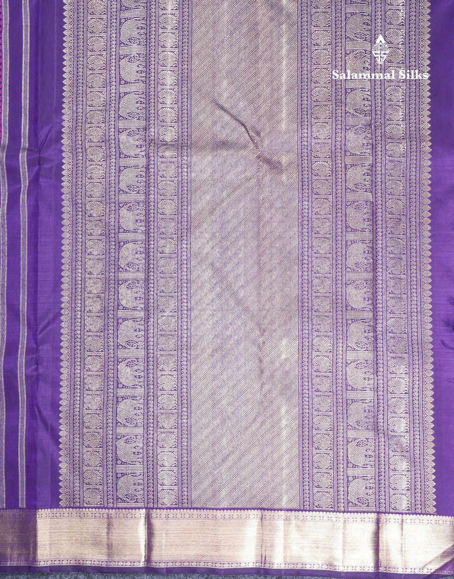 Violet Pure Kanjivaram Silk Saree Pure Zari with Beautiful Border