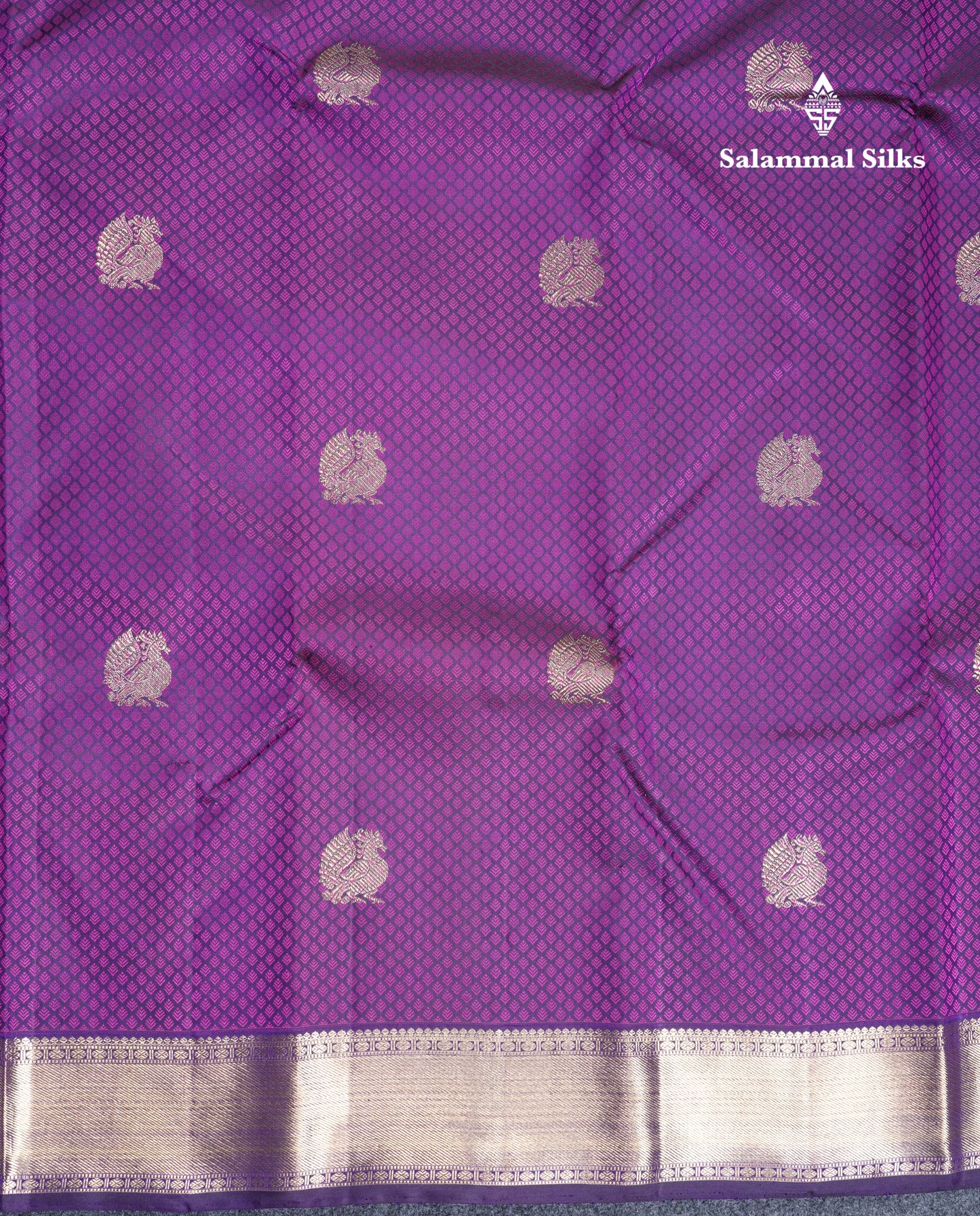 Violet Pure Kanjivaram Silk Saree Pure Zari with Beautiful Border