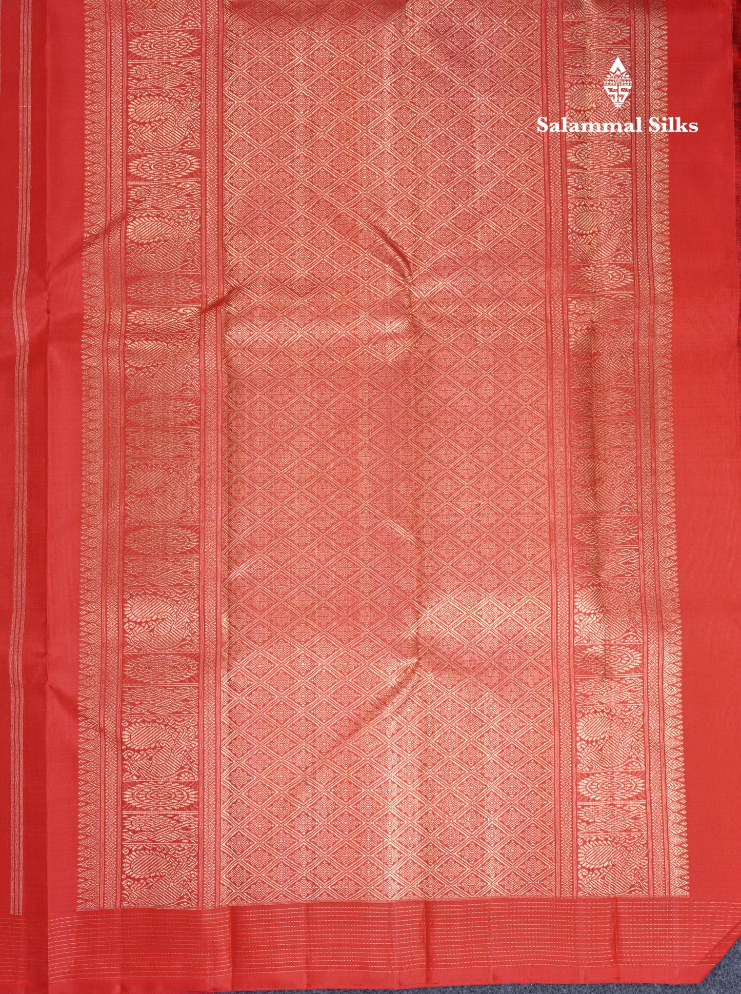 Red Traditional Buttas Pure Kanjivaram Silk Saree 2G Zari with Zari Lines Border