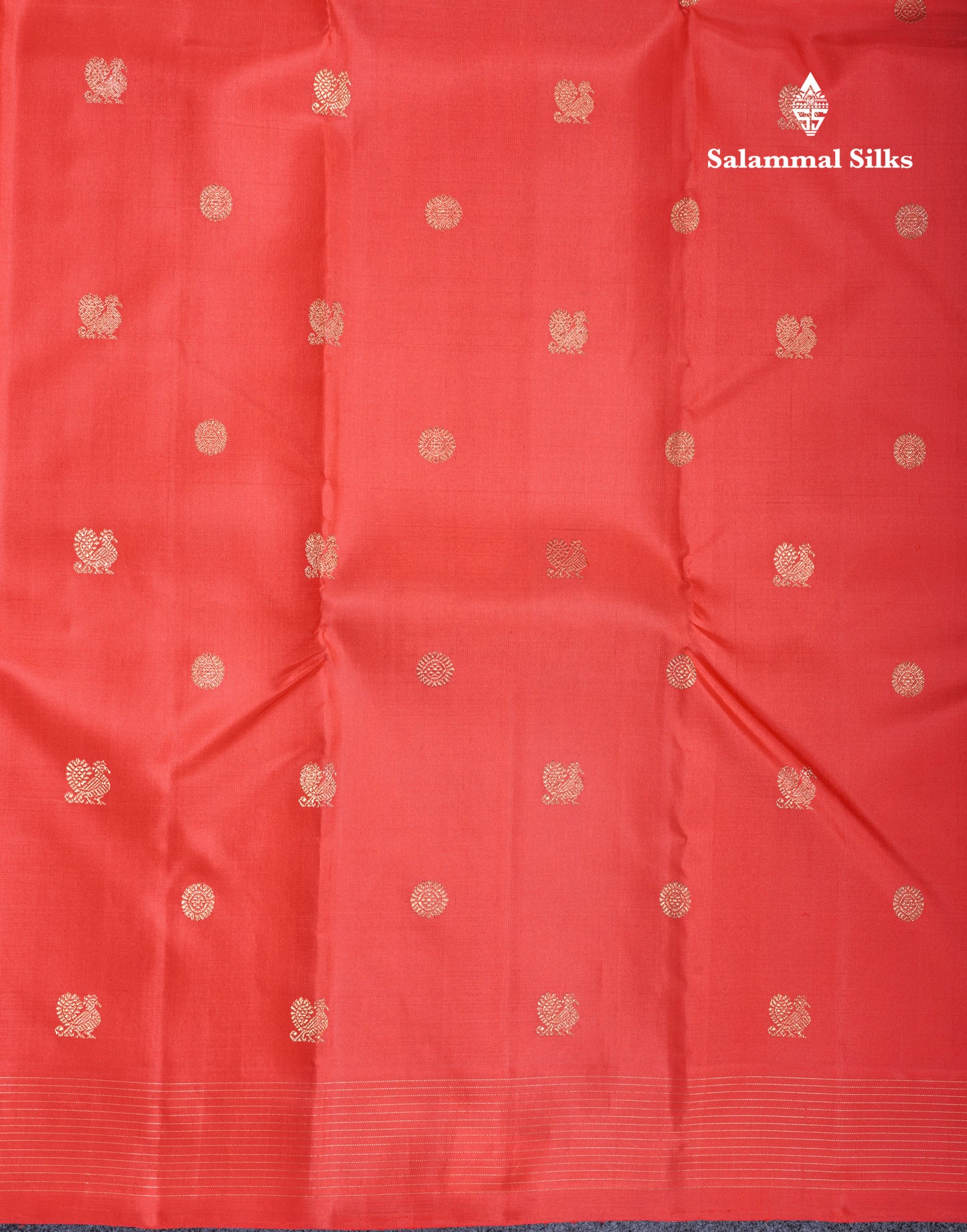 Red Traditional Buttas Pure Kanjivaram Silk Saree 2G Zari with Zari Lines Border