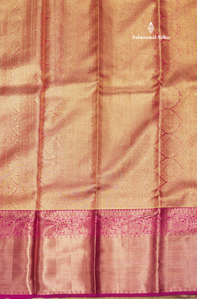 Pink Colour Pure Kanjivaram Silk Saree with Contrast Magenta Pink Border