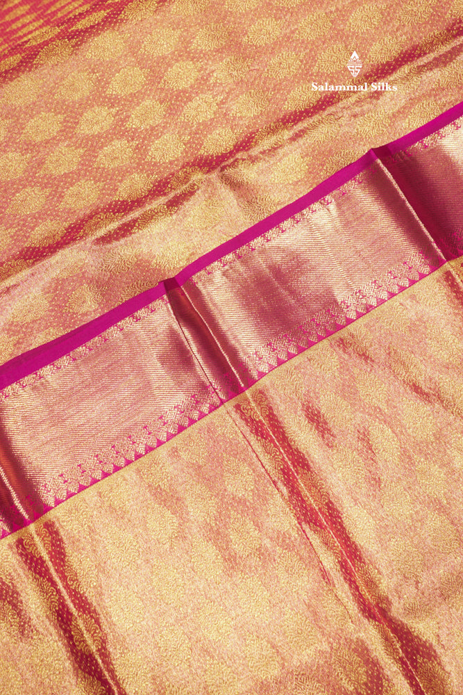 Pink Colour Pure Kanjivaram Silk Saree with Contrast Magenta Pink Border