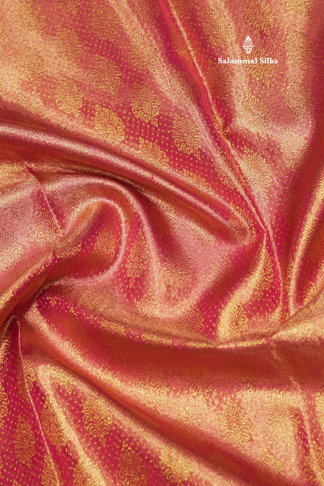 Pink Colour Pure Kanjivaram Silk Saree with Contrast Magenta Pink Border