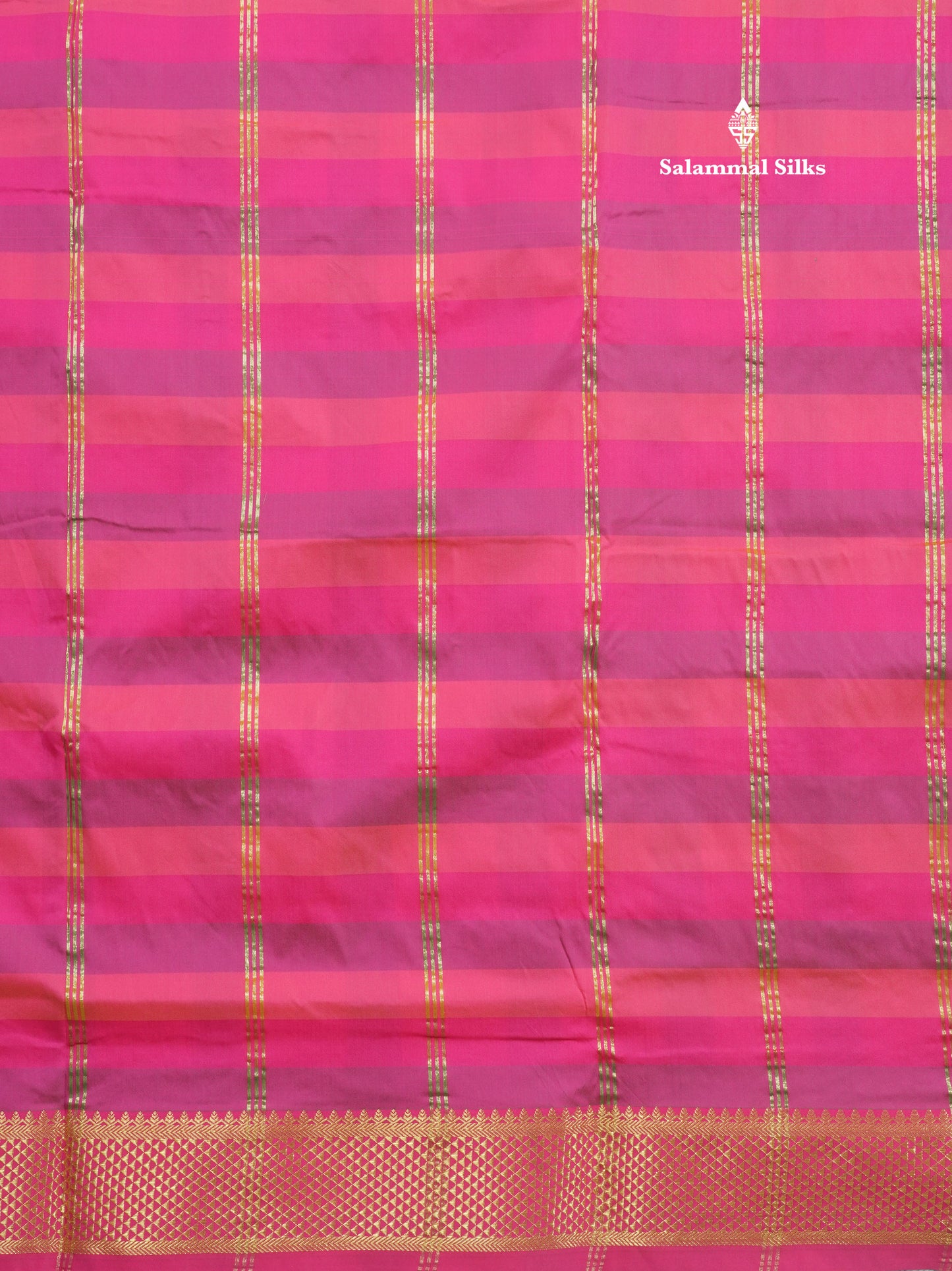 9.5 Yards Semi Silk Saree Multicolour Checks with Self Border
