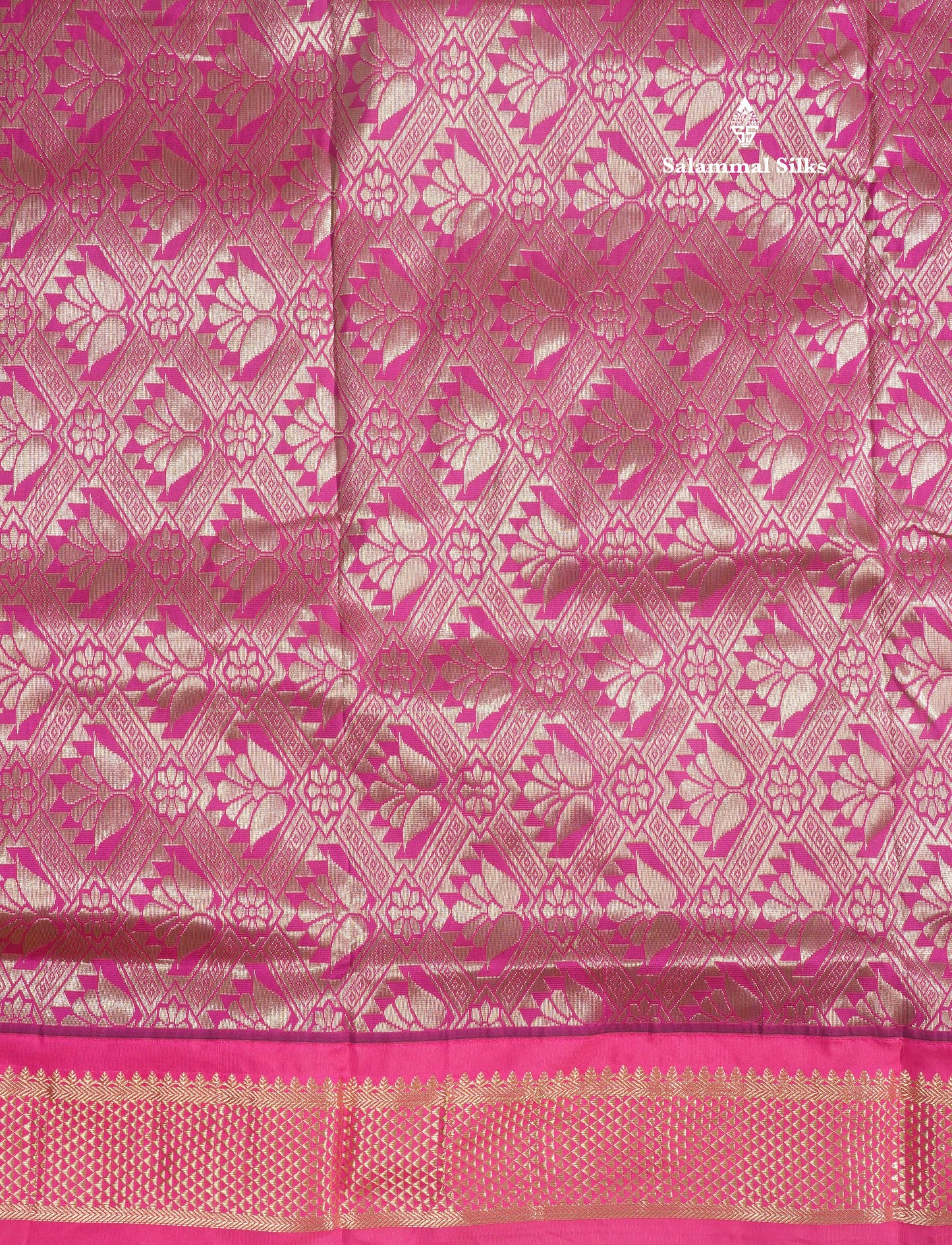 9.5 Yards Semi Silk Saree Royal Blue with Contrast Pink Border