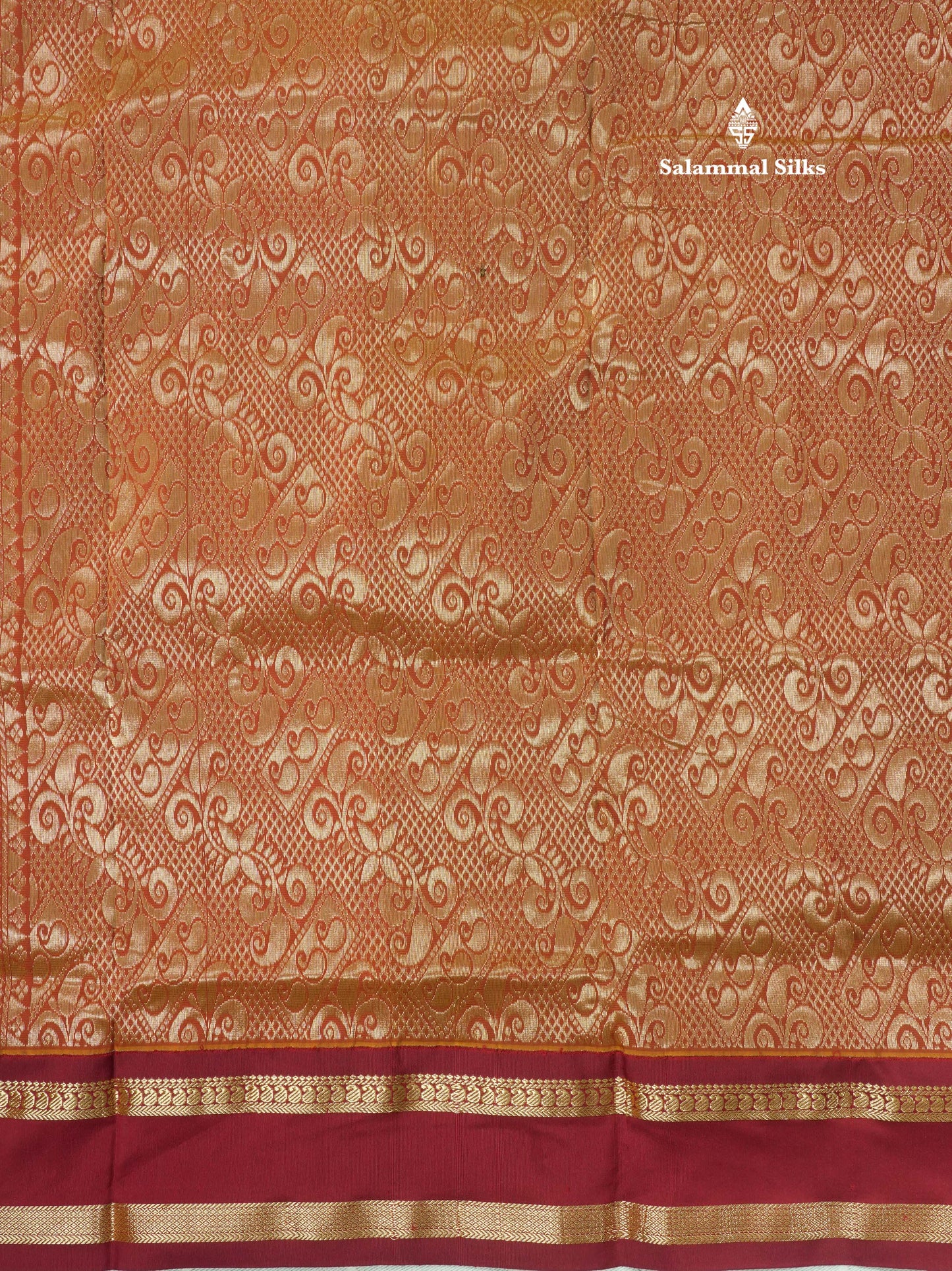 9.5 Yards Semi Silk Saree Mango Yellow with Contrast Maroon Traditional Gap Border